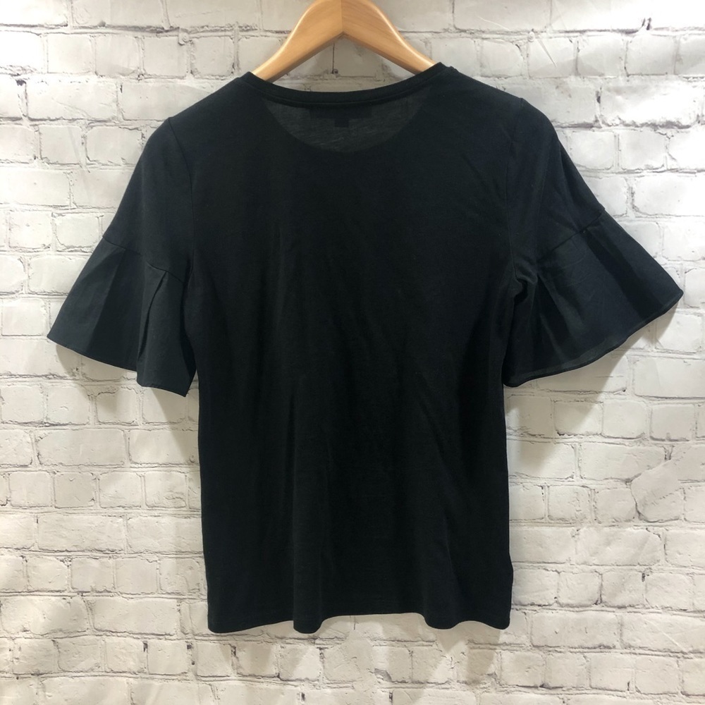 Ann Taylor Loft Ruffled Short Sleeve Top Black Size XS - Picture 4 of 7